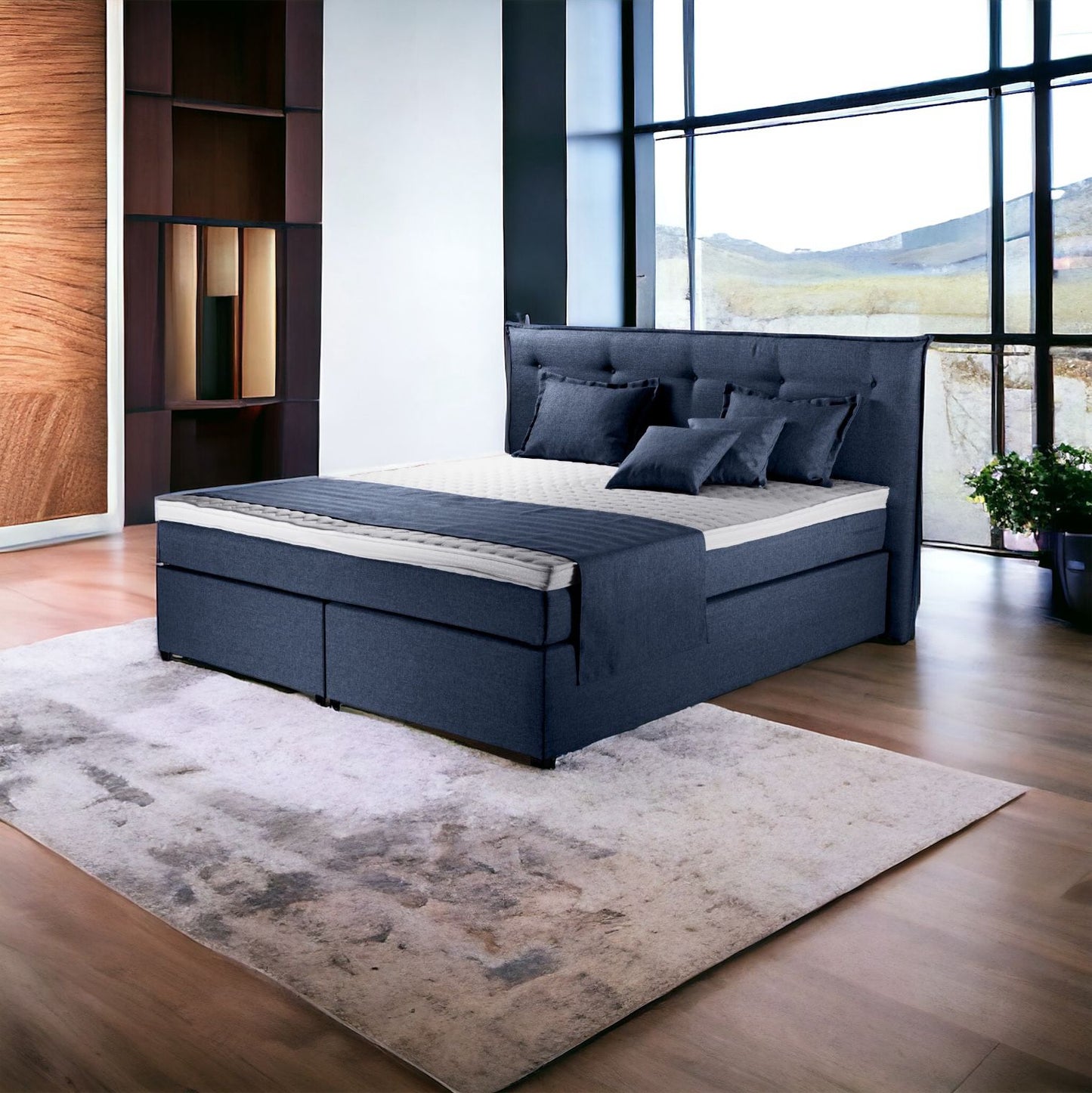 Boxspringbett Herzog 200x200cm Blau