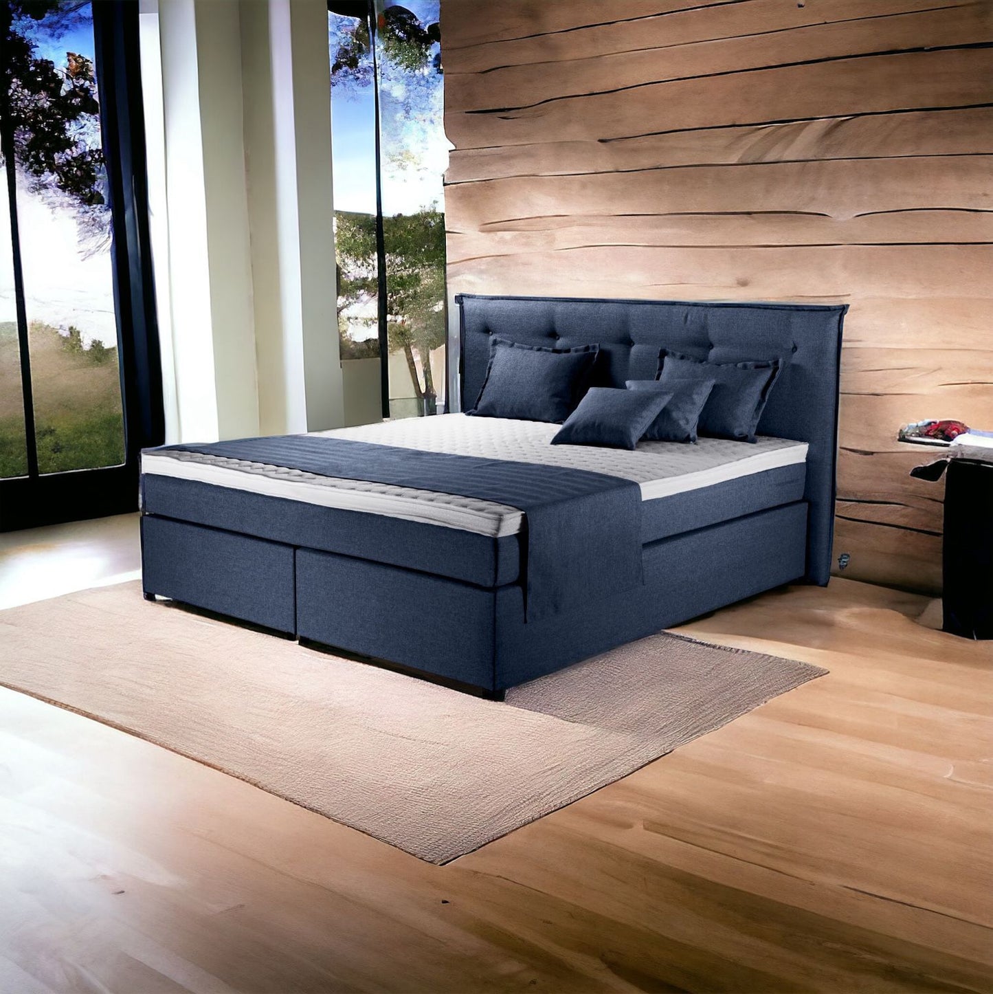 Boxspringbett Herzog 200x200cm Blau