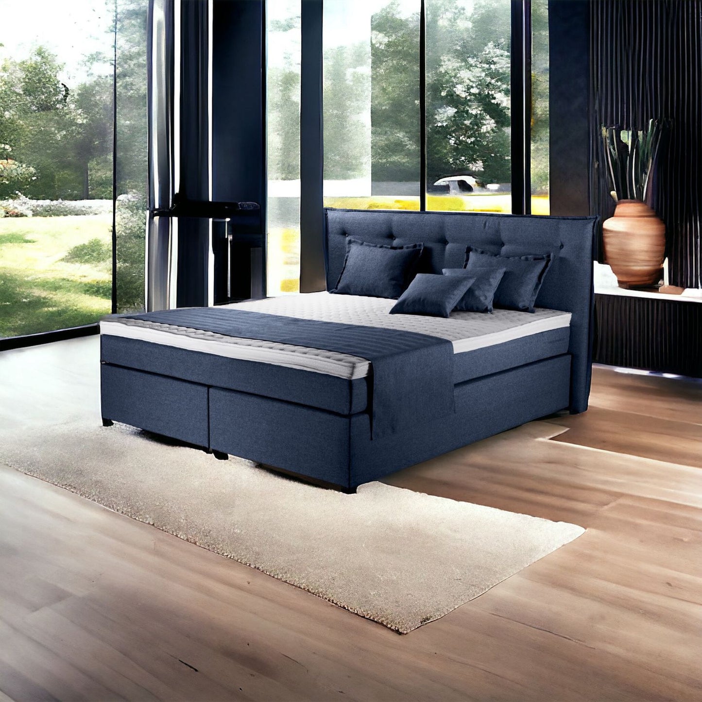 Boxspringbett Herzog 200x200cm Blau