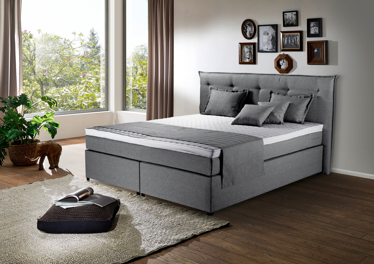 Boxspringbett Herzog 160x200cm Grau