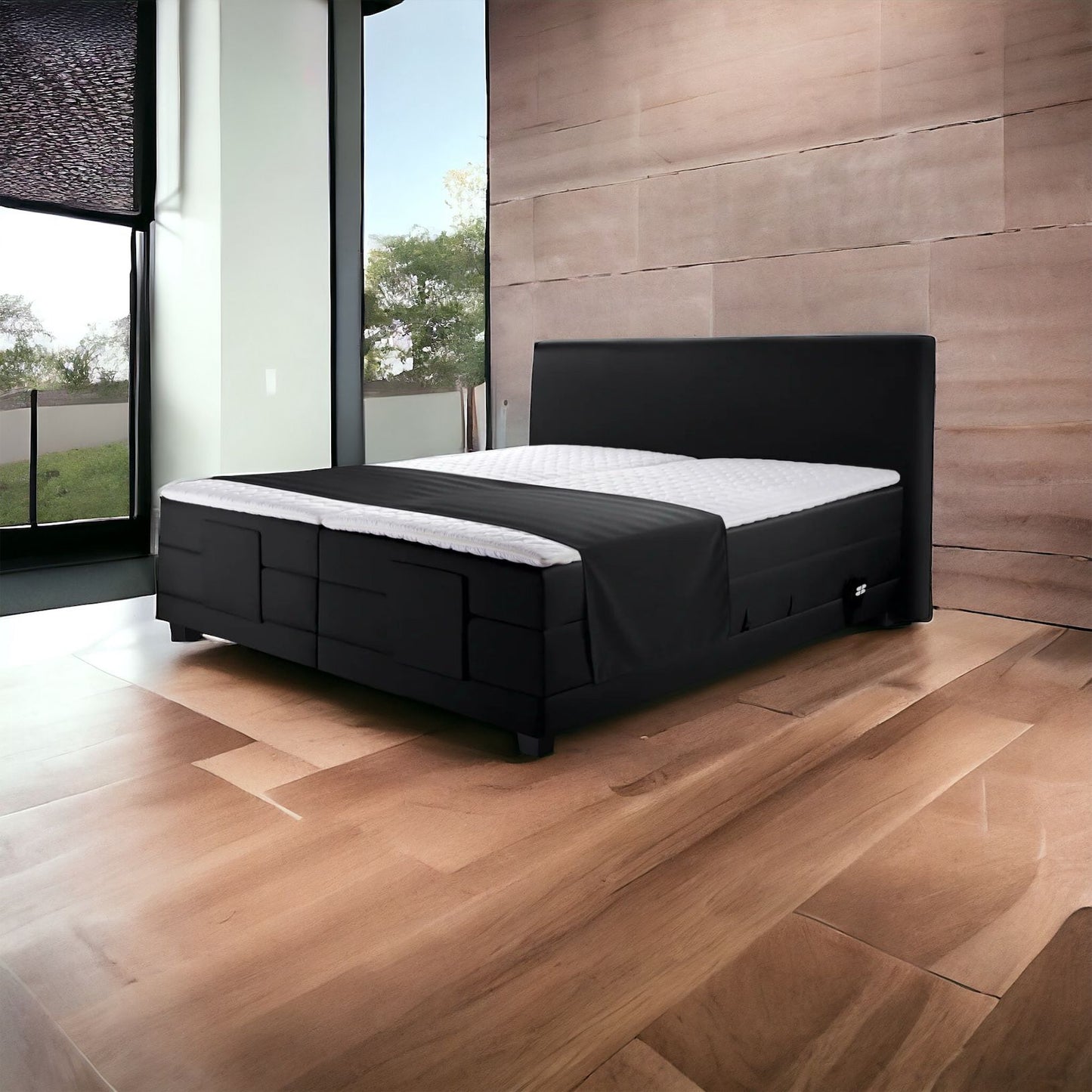 Ferrol Boxspringbett: Elektrisch 180x200cm Schwarz