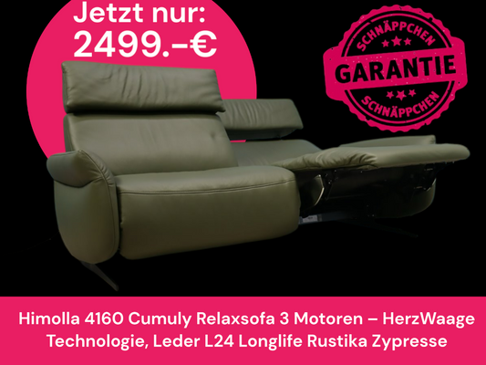 Himolla 4160 Cumuly Relaxsofa 3 Motoren – HerzWaage Technologie, Leder L24 Longlife Rustika Zypresse